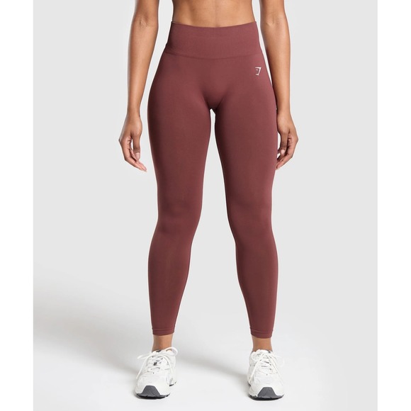 Gymshark Seamless Leggings Womens Medium Burgundy Brown Athletic Gym Yoga - Picture 1 of 6